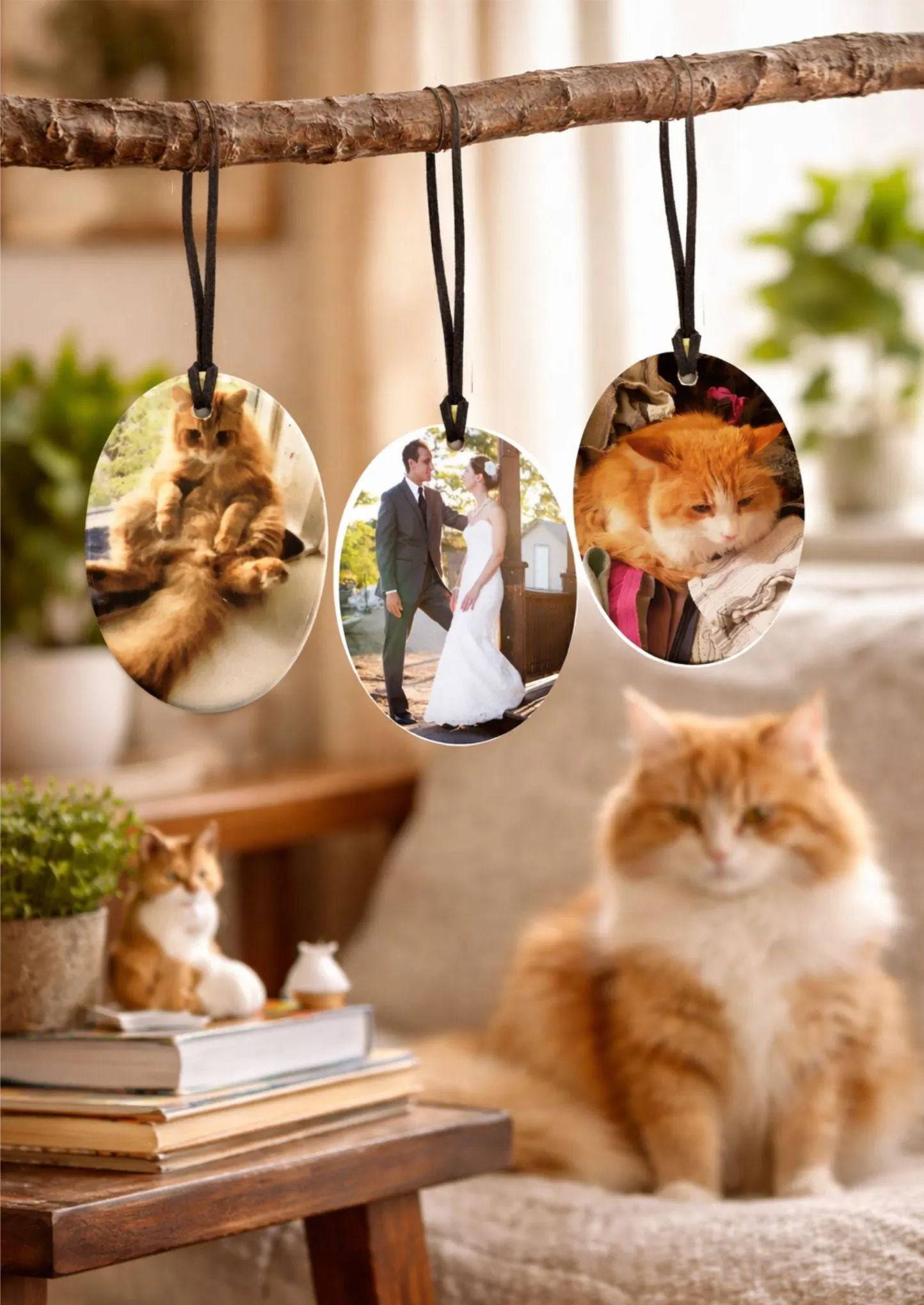 Custom Ceramic Cat Ornament Double Sided Made from Your Personal Photo