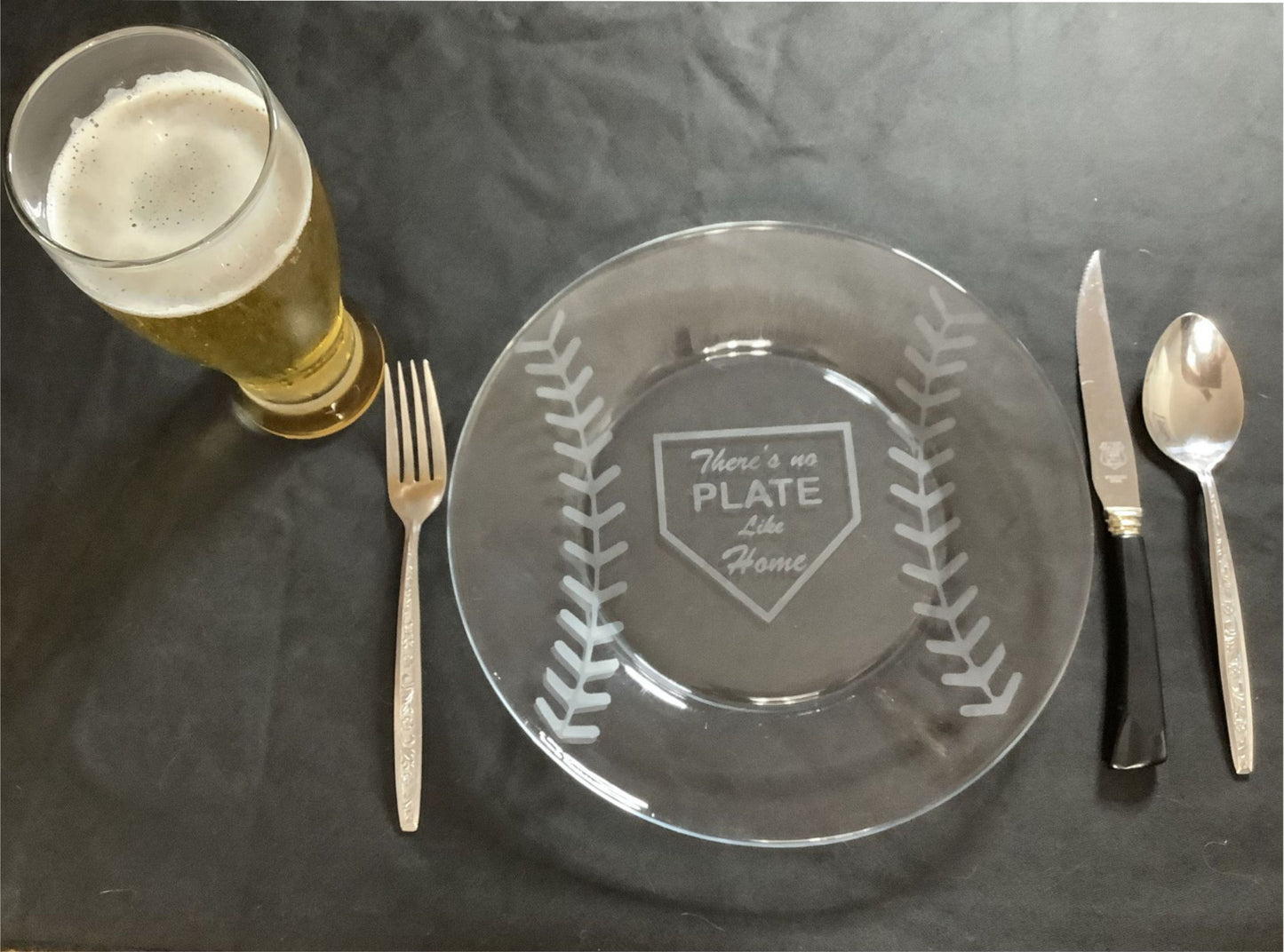 Commemorative Baseball Dinner Plate – 10” Etched Glass Presentation Plate – Coach Appreciation Award Baseball Lover Gift – There’s No Plate Like Home