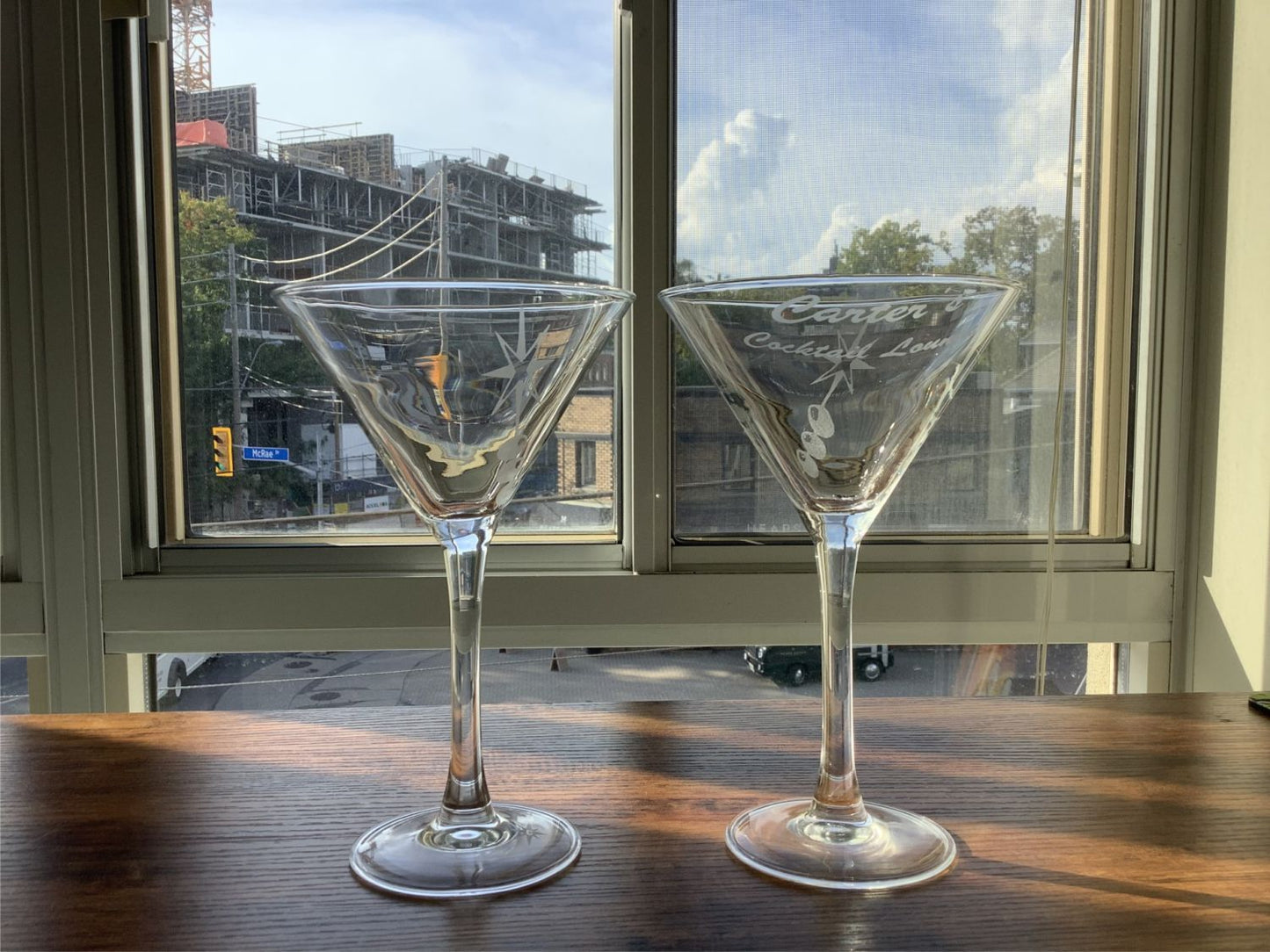 Atomic Era Martini Personalized Glasses Gift Retro Cocktail Glasses Etched Starburst Olive Personalized Bar Gift for Housewarming, Set of 2