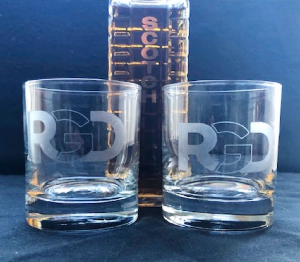 Custom 10oz Whiskey Glass Set - Personalized Etched Rocks Glasses Gift set of 2, Office whiskey glasses with logo gift set of 2