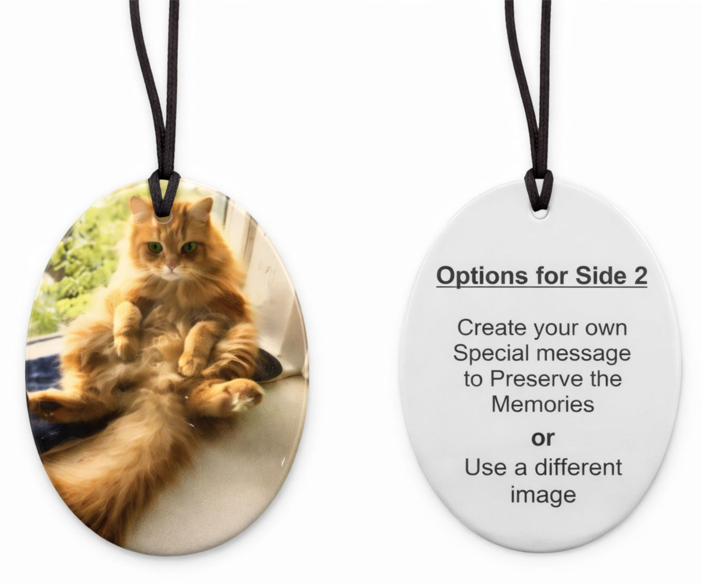 Custom Ceramic Cat Ornament Double Sided Made from Your Personal Photo