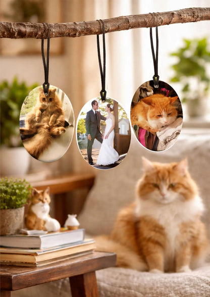 Custom Ceramic Cat Ornament Double Sided Made from Your Personal Photo