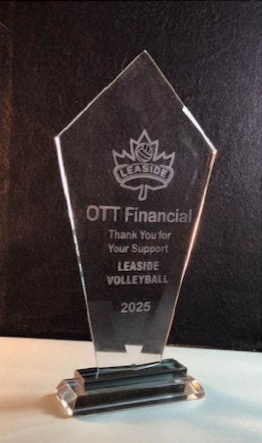 Glass Award 11" Tall Personalized Hand Etched Recognition Gift Sophisticated stylish Achievement award
