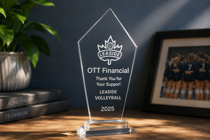 Glass Award 11" Tall Personalized Hand Etched Recognition Gift Sophisticated stylish Achievement award