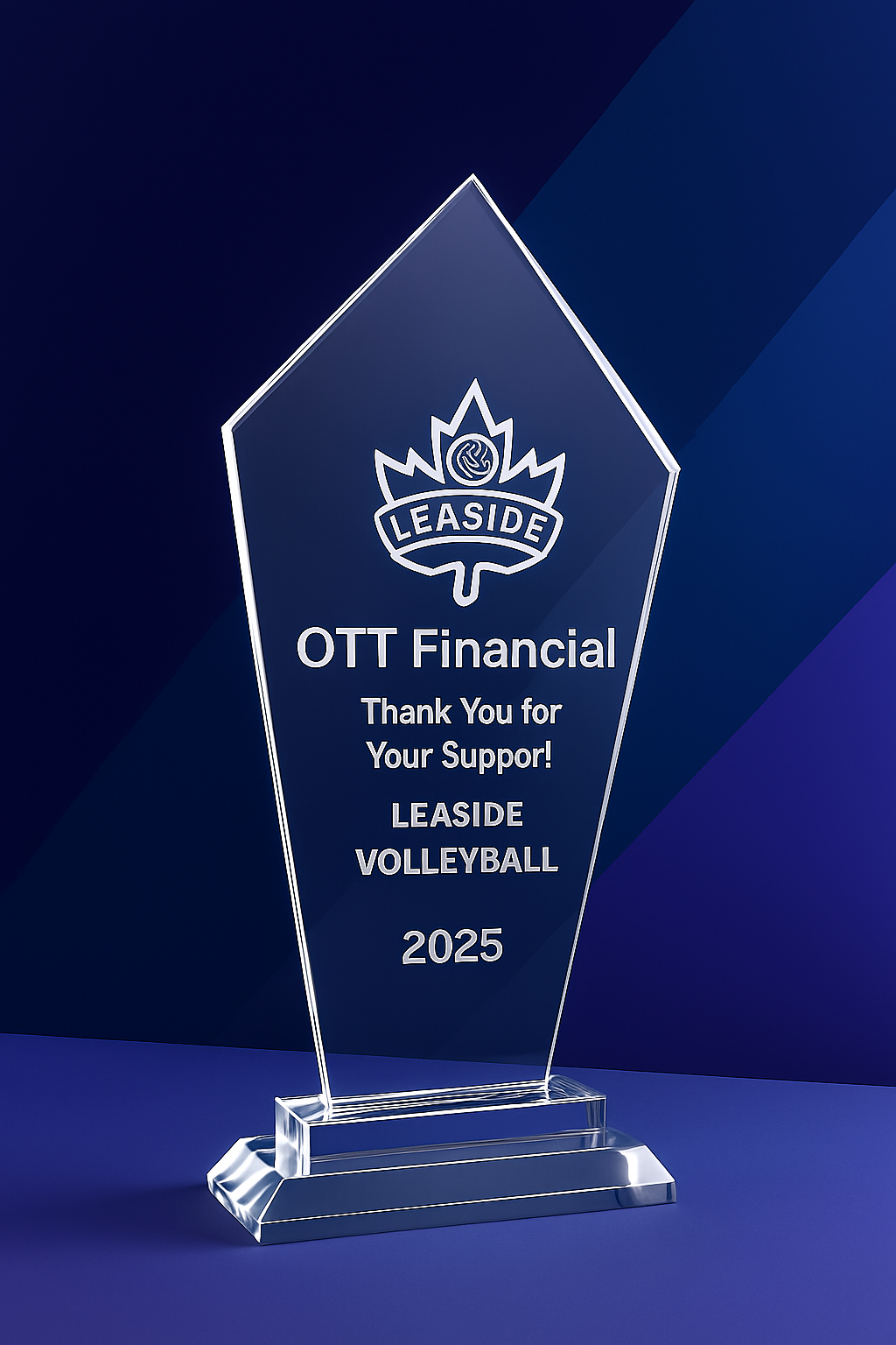 Glass Award 11" Tall Personalized Hand Etched Recognition Gift Sophisticated stylish Achievement award