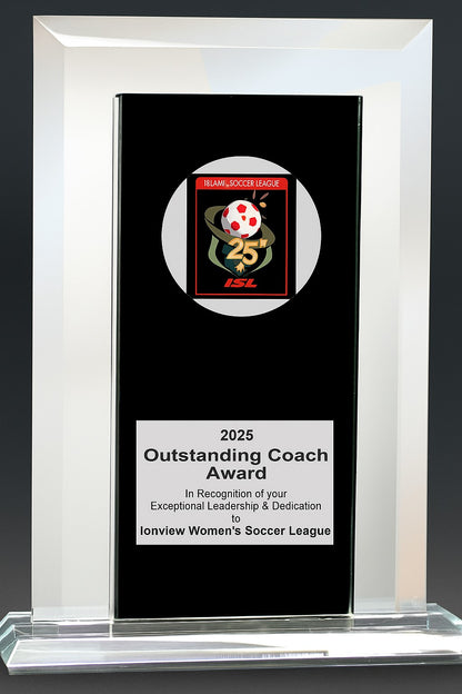 Black and Mirror Reflection Glass Award – Custom Polished Glass Trophy for Achievement, Recognition, or Corporate Gift