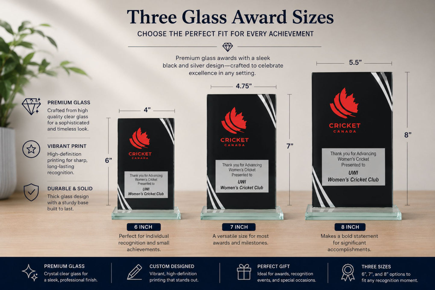 Black Reflection Custom Glass Award – Modern Recognition & Achievement Gift