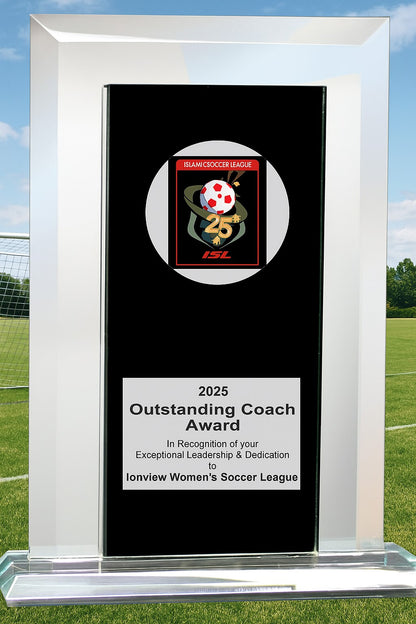 Black and Mirror Reflection Glass Award – Custom Polished Glass Trophy for Achievement, Recognition, or Corporate Gift