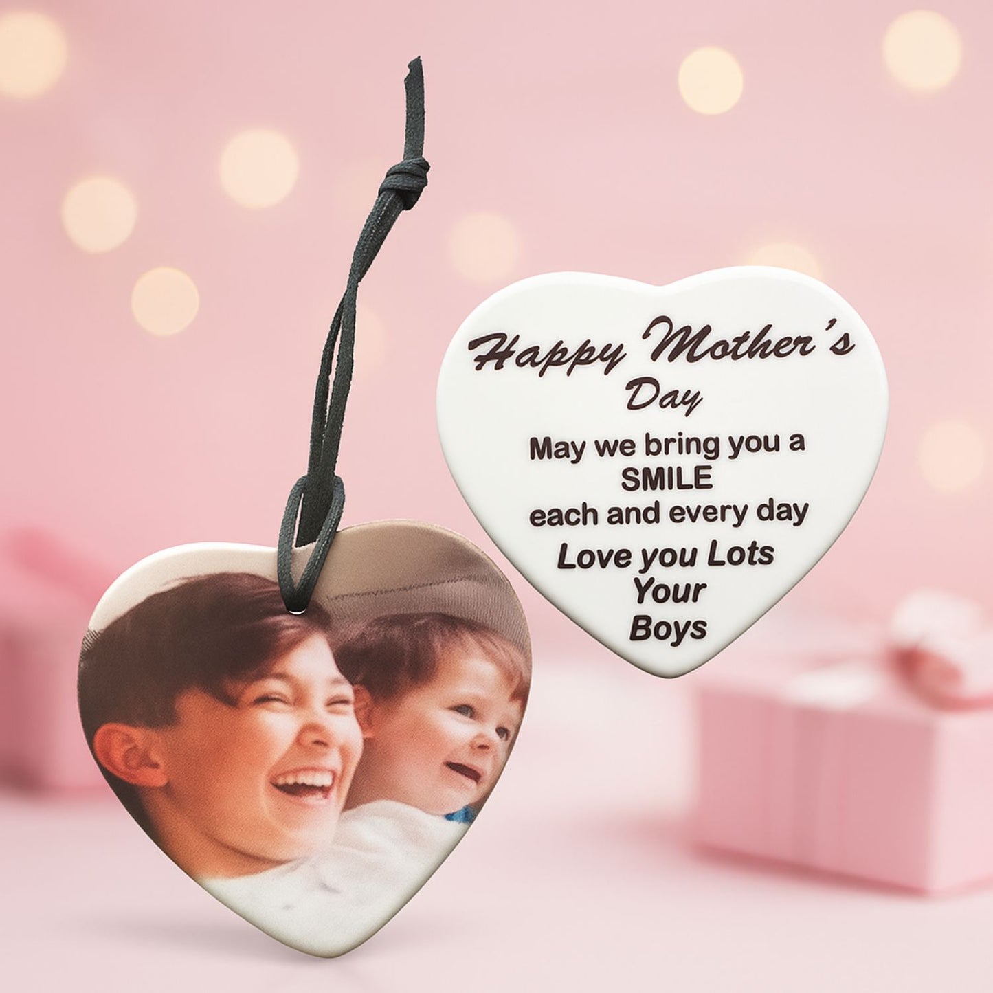 Personalized Photo Ornament | Family Heart Ornament | Custom Double-Sided Ceramic Keepsake | Gift for Friend | Holiday or Memory Ornament