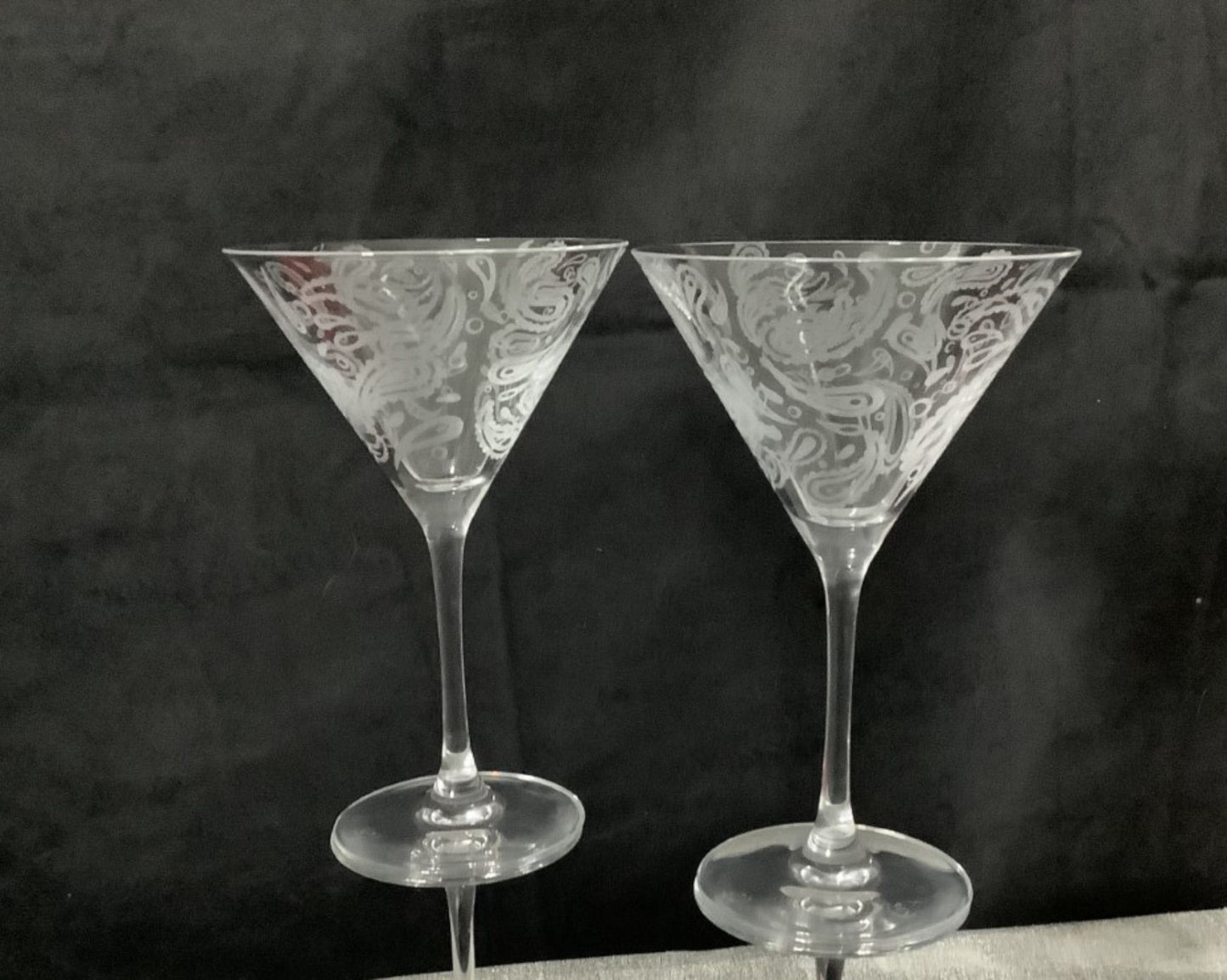 Paisley Martini Glasses Retro Hippie Paisley Cocktail Glasses Sixties Lover Barware Gift 10 ounce Set of 2 Retro Lover Martini Glasses
