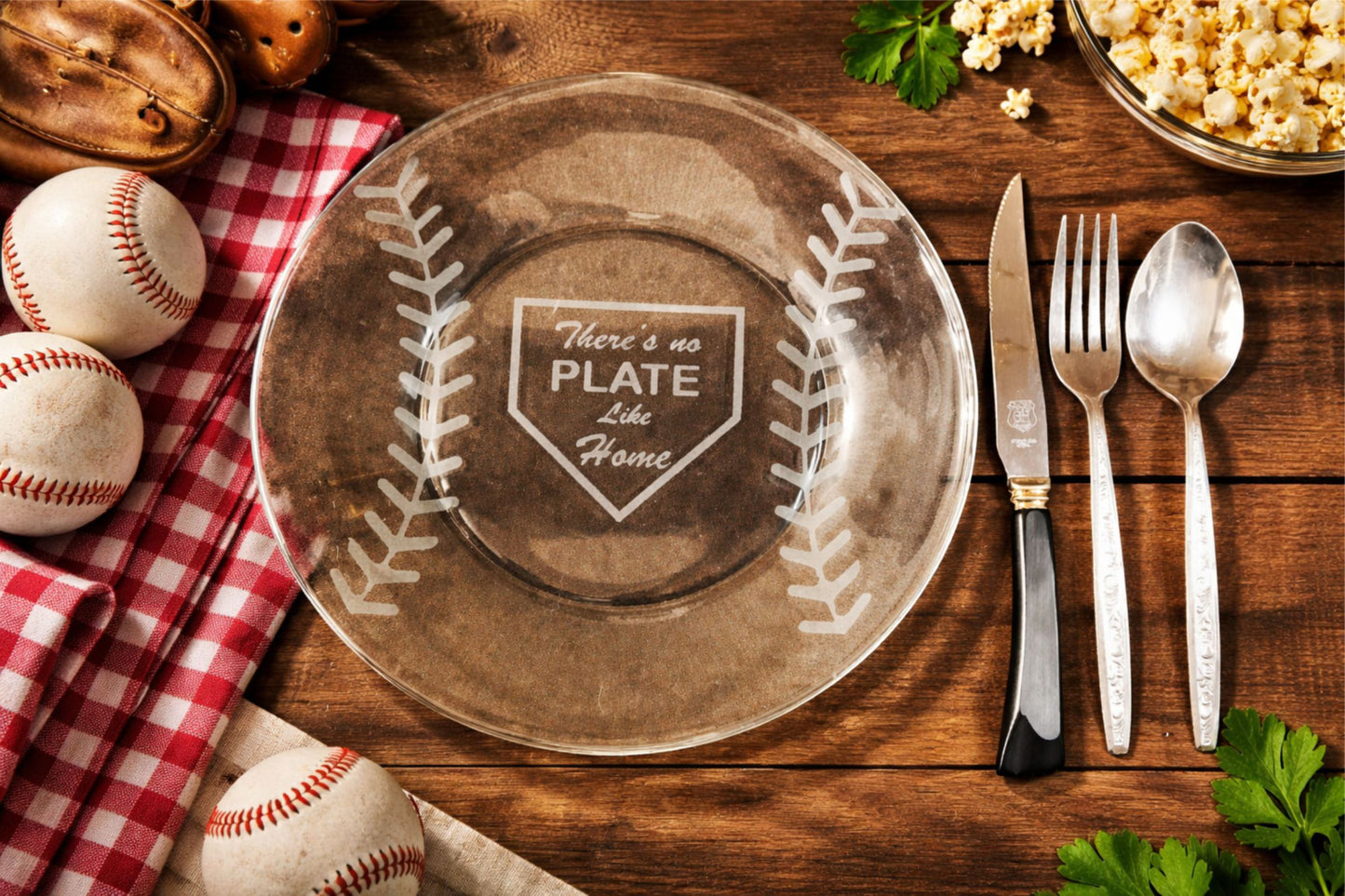 Commemorative Baseball Dinner Plate – 10” Etched Glass Presentation Plate – Coach Appreciation Award Baseball Lover Gift – There’s No Plate Like Home