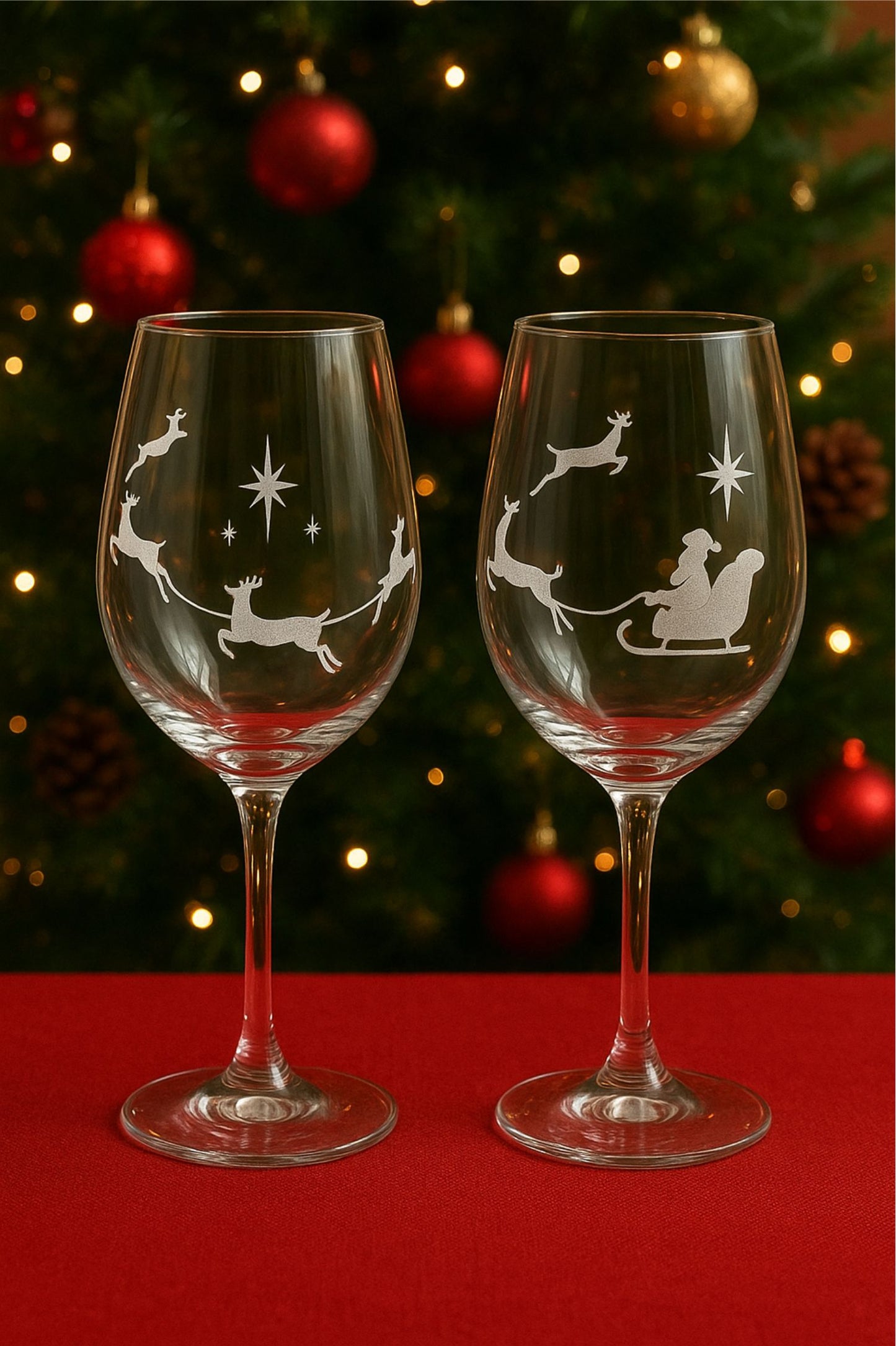 Dachshund Christmas Etched Wine Glass Set of 2 – 16 oz Holiday Dog Lover Gift