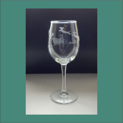 Dachshund Christmas Etched Wine Glasses Dachshund Lover Gift Free Shipping - Set of 2 - 16 ounce.