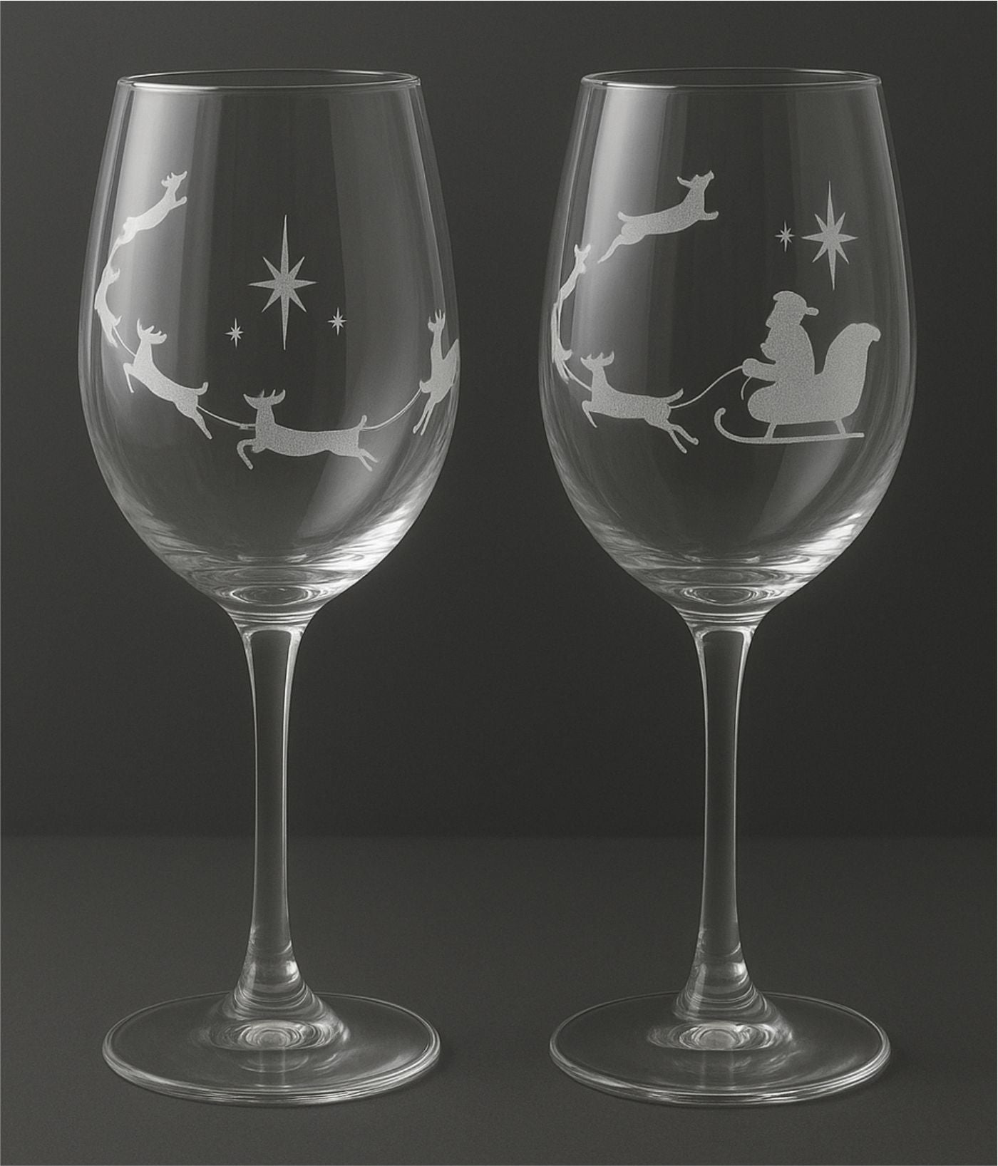 Dachshund Christmas Etched Wine Glass Set of 2 – 16 oz Holiday Dog Lover Gift