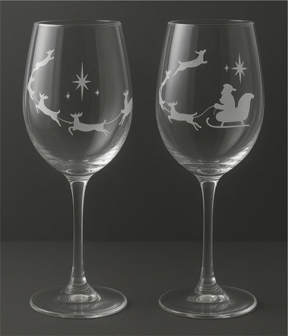 Dachshund Christmas Etched Wine Glass Set of 2 – 16 oz Holiday Dog Lover Gift