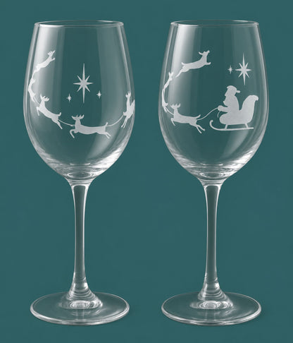 Dachshund into Christmas – Hand-Etched Holiday Wine Glass Set of 2 | 16 oz Dog Lover Gift