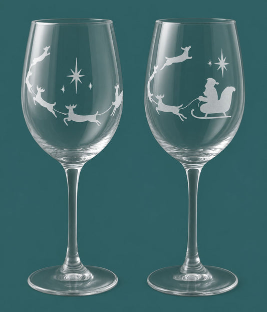 Dachshund into Christmas – Hand-Etched Holiday Wine Glass Set of 2 | 16 oz Dog Lover Gift
