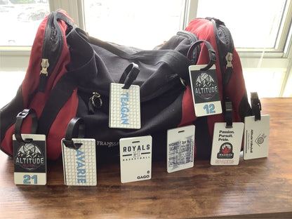 Personalized Team Sport Bag Tags Custom Double Sided Set of 10 School Gift I.D. Athletic Bag Tags Family Travel create your own Luggage Tag