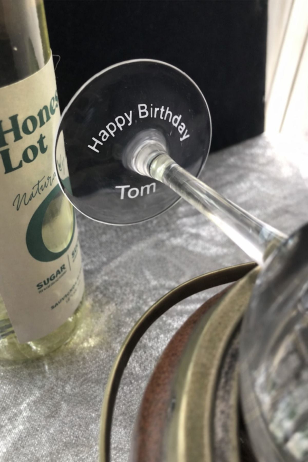 Milestone Birthday Wine Glass Gift – Personalized Hand Etched 16 oz Stemmed Glass