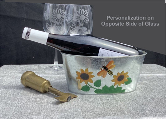 Personalized Sunflower Wine Glasses Hand Etched Cocktail Glasses Gift Sixties Lover Martini Sunflower Barware Glass Flower Gift Set of 2